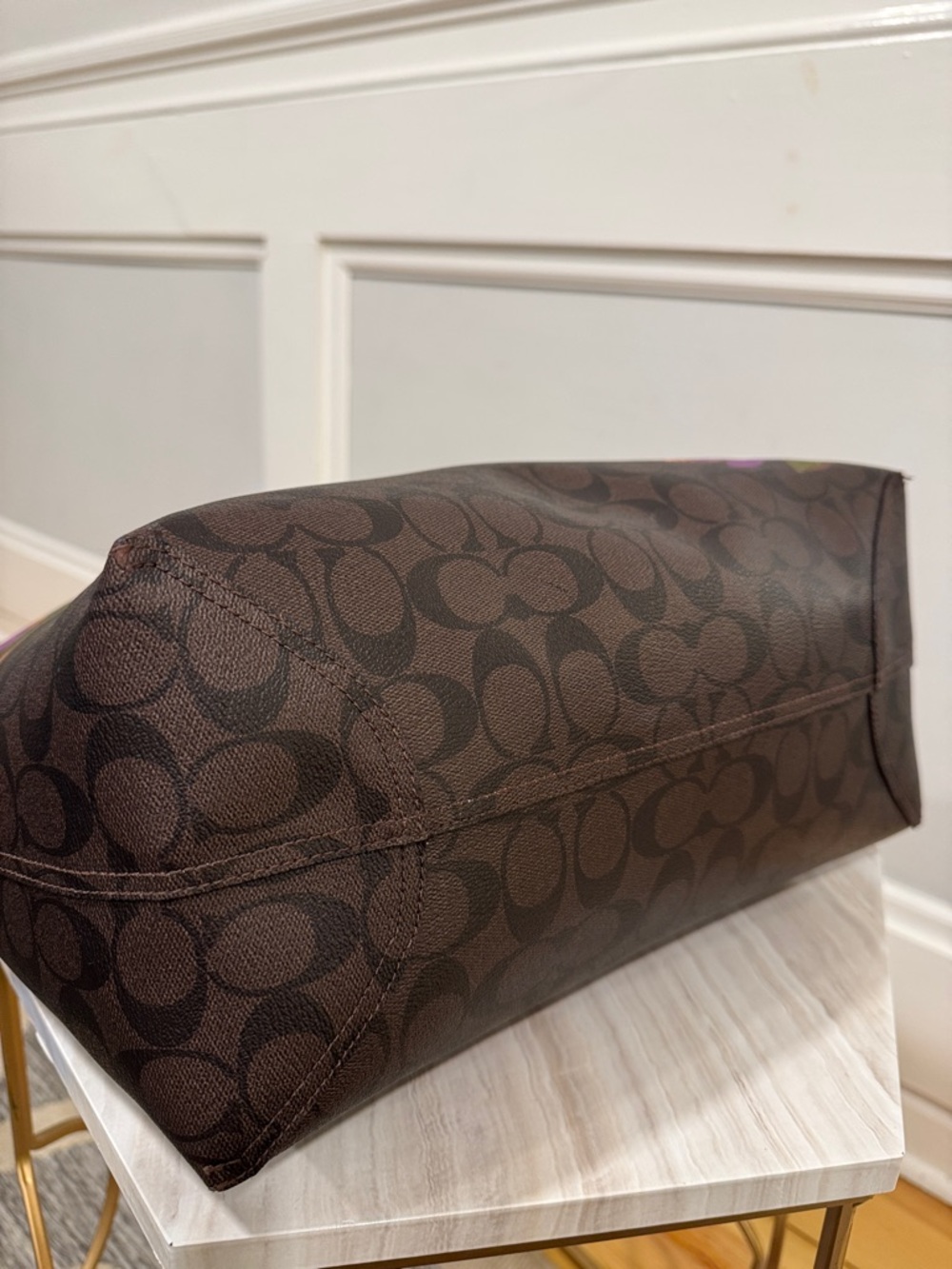 Coach Bag City Tote in Signature Brown with Floral Print - Picture 9 of 17